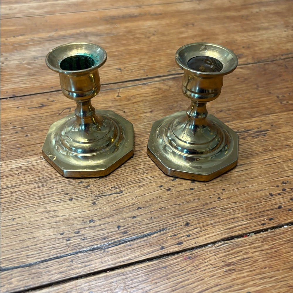 Vintage MCM USA Forged Baldwin Brass Candlestick Holders